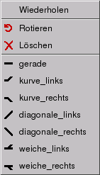 Kontextmenü im Bearbeitungsmodus