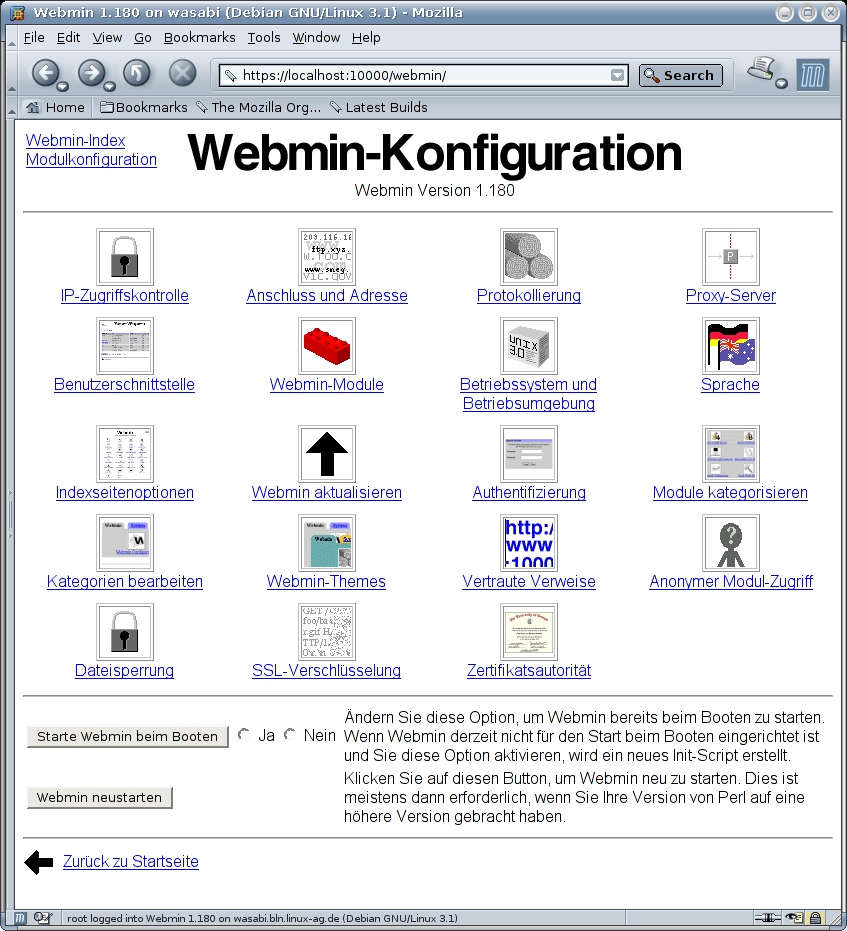 Kategorie Webmin - Konfiguration